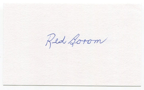 Red Borom Signed 3x5 Index Card Autographed Baseball Detroit Tigers