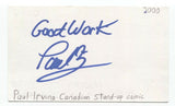 Paul Irving Signed 3x5 Index Card Autographed Signature Comedian Comic Actor