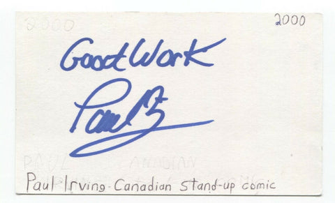 Paul Irving Signed 3x5 Index Card Autographed Signature Comedian Comic Actor