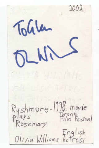 Olivia Williams Signed 3x5 Index Card Autographed Signature Rushmore