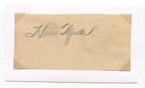 Heinie Mueller Signed Cut Index Card Autographed Baseball MLB St. Louis Cardinal
