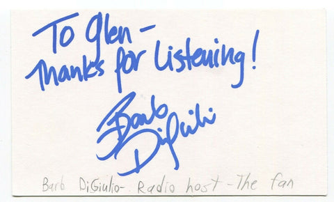 Barb DiGiulio Signed 3x5 Index Card Autographed Signature Radio Host The Fan