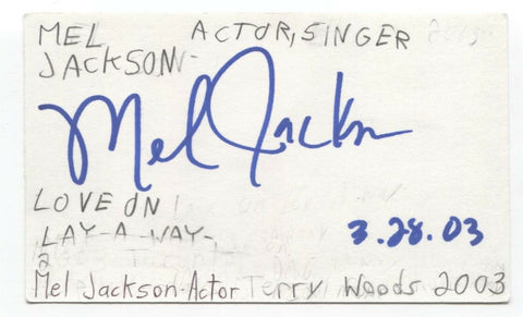 Mel Jackson Signed 3x5 Index Card Autographed Signature Actor