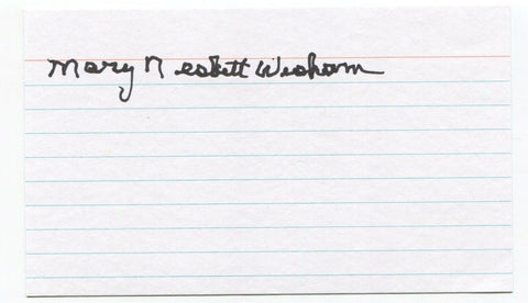 Mary Nesbitt Wisham Signed 3x5 Index Card Autographed Baseball AAGPBL