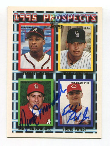 1995 Topps Matt Arrandale and Eddie Priest Signed Card Baseball Autographed #316