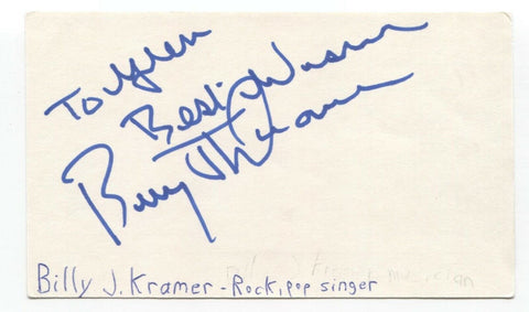 Billy J. Kramer Signed 3x5 Index Card Autographed Signature Singer
