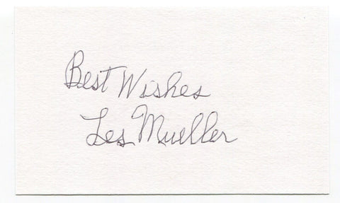 Les Mueller Signed 3x5 Index Card Autographed MLB Baseball 1945 Detroit Tigers