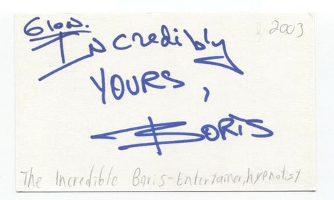 Boris Cherniak Signed 3x5 Index Card Autographed Hypnotist The Incredible Boris