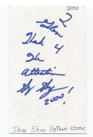 Shay Shay Signed 3x5 Index Card Autographed Signature Comedian Comic Actor