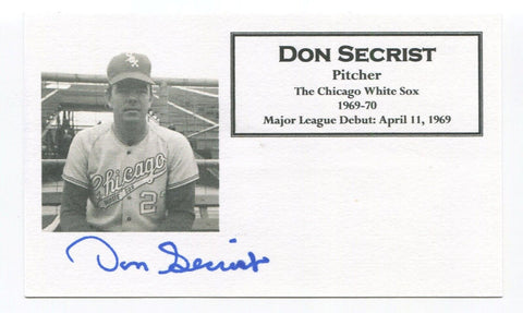 Don Secrist Signed 3x5 Index Card Autographed MLB Baseball Chicago White Sox