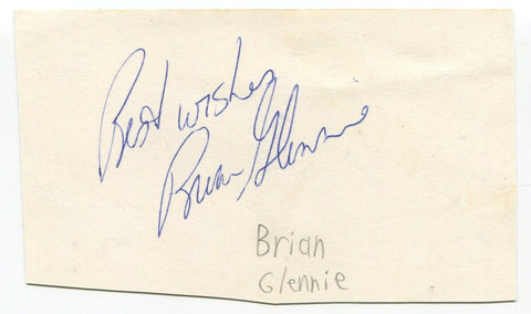 Brian Glennie Signed 3x5 Index Card Autographed NHL Hockey Toronto Maple Leafs