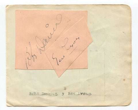 Bebe Daniels Signed Album Page Autographed Actress Ben Lyons AUTO
