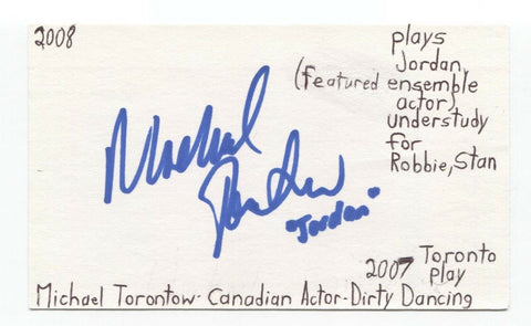 Michael Torontow Signed 3x5 Index Card Autographed Signature Actor