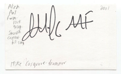 Mike Cosgrove Signed 3x5 Index Card Autographed Signature Alien Ant Farm Drummer