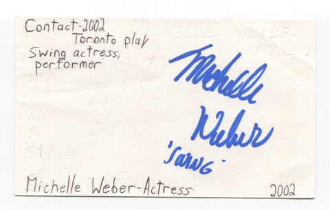 Michelle Weber Signed 3x5 Index Card Autographed Actress Saved By The Bell