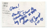 Carrie Snow Signed 3x5 Index Card Autographed Comedian David Letterman Show