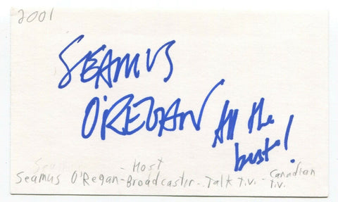 Seamus O'Regan Signed 3x5 Index Card Autographed Signature Journalist Politician