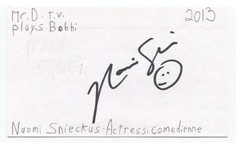 Naomi Snieckus Signed 3x5 Index Card Autographed Signature Actress Mr. D