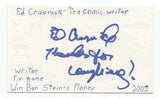 Ed Crasnick Signed 3x5 Index Card Autographed Signature Comedian Writer