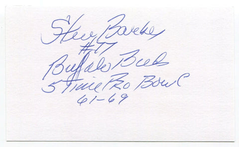 Stew Barber Signed 3x5 Index Card Autographed Signature Buffalo Bills NFL