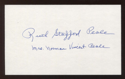 Ruth Stafford Peale Signed 3x5 Index Card Vintage Autographed Signature Author