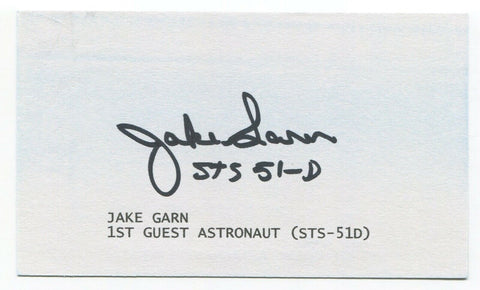 Jake Garn Signed 3x5 Index Card Autographed Signature Astronaut Space NASA