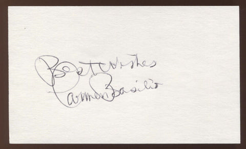 Carmen Basilio Signed 3x5 Index Card Vintage Autographed Boxing Signature