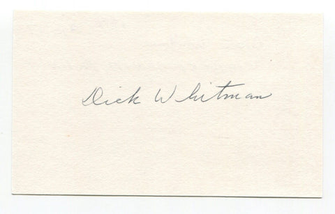 Dick Whitman Signed 3x5 Index Card Autograph Baseball MLB 1946 Brooklyn Dodgers