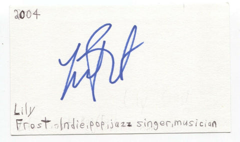 Lily Frost Signed 3x5 Index Card Autographed Signature Singer