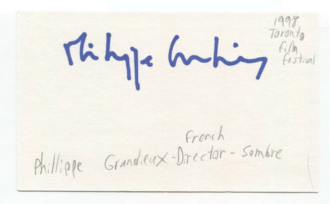 Philippe Grandrieux Signed 3x5 Index Card Autographed French Director