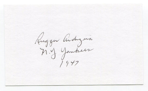 Rugger Ardizoia Signed 3x5 Index Card Autographed Signature New York Yankees 