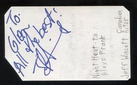 Jeff Wincott Signed 3x5 Index Card Autographed Signature Actor Night Heat