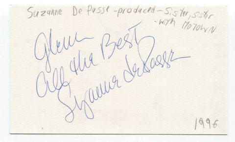 Suzanne de Passe Signed 3x5 Index Card Autographed Signature Actress Producer