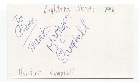 The Lightning Seeds - Martyn Campbell Signed 3x5 Index Card Autographed