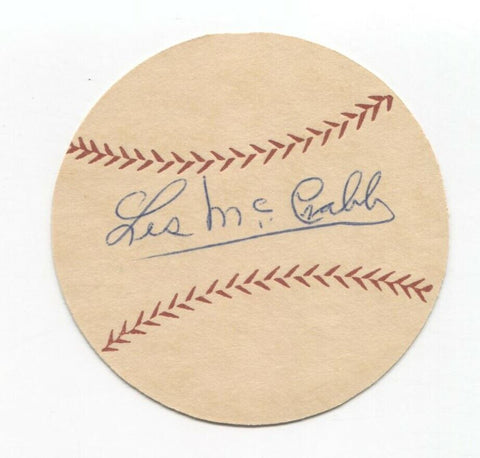 Les McCrabb Signed Paper Baseball Autograph Signature Philadelphia Athletics