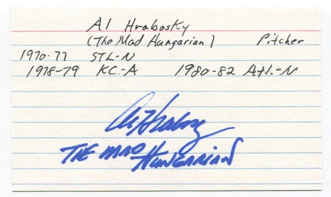 Al Hrabosky Signed 3x5 Index Card Autographed Baseball St Louis Cardinals