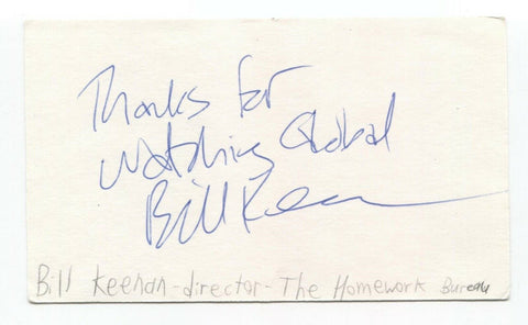 Bill Keenan Signed 3x5 Index Card Autograph Signature Director Homework Bureau 