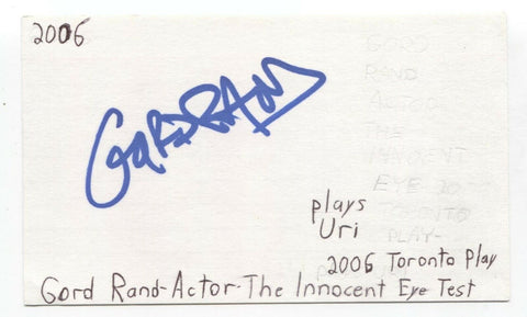 Gord Rand Signed 3x5 Index Card Autographed Signature Actor