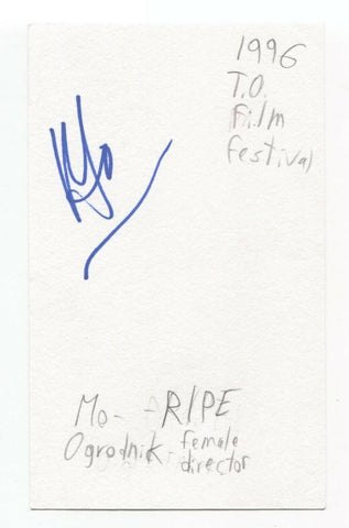 Mo Ogrodnik Signed 3x5 Index Card Autographed Signature Director