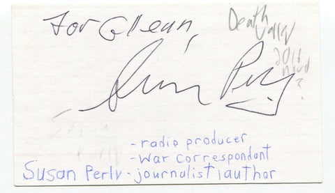 Susan Perly Signed 3x5 Index Card Autographed Canadian Journalist CBC Writer