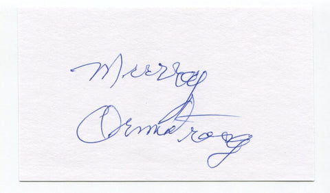 Murray Armstrong 3x5 Index Card Autographed Signature Regina Pats NHL