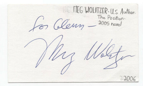 Meg Wolitzer Signed 3x5 Index Card Autographed Signature Author