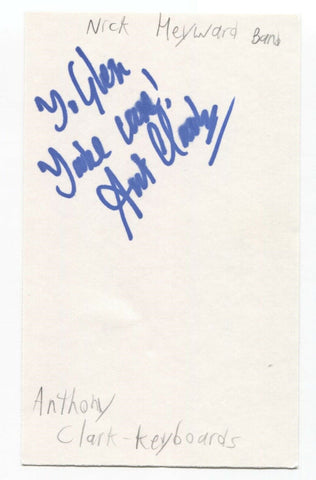 Nick Heyward Band - Anthony Clark Signed 3x5 Index Card Autographed Signature