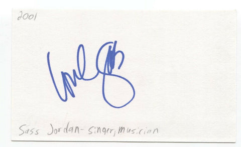 Sass Jordan Signed 3x5 Index Card Autographed Signature Singer