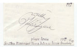 Brittny Kissinger Signed 3x5 Index Card Autographed Signature Actress Annie