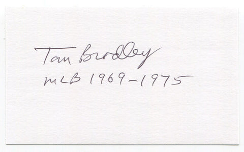 Tom Bradley Signed 3x5 Index Card Autographed Baseball 1969 California Angels