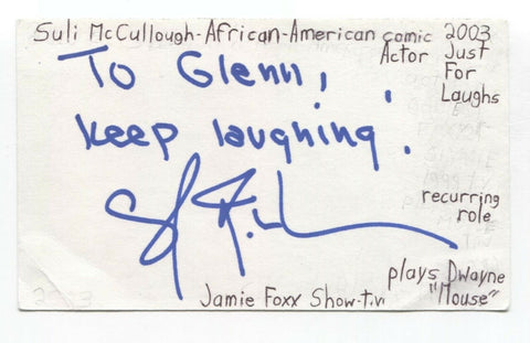 Suli McCullough Signed 3x5 Index Card Autographed Signature Actor Comedian