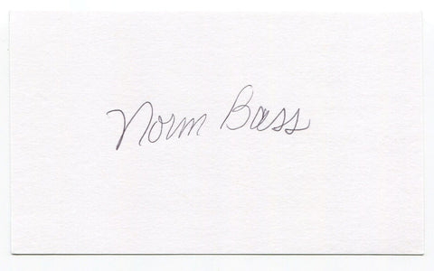 Norm Bass 3x5 Index Card Autographed Signature Kansas City Athletics MLB