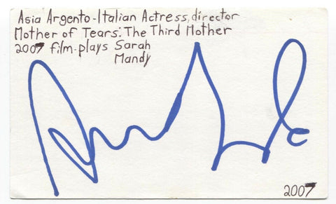 Asia Argento Signed 3x5 Index Card Autographed Signature Actress Director