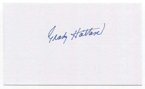 Grady Hatton Signed 3x5 Index Card Baseball Autographed Cincinnati Reds All-Star